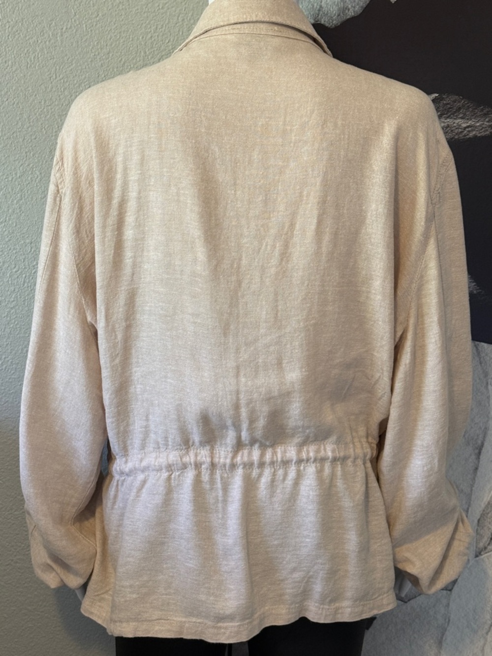 LOFT Outlet Beige Lightweight Linen Blend Drawstring Waist Jacket Size XL - Picture 2 of 8